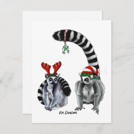 Ringstaartmaki's - kerstkaart (Voorkant / Achterkant)