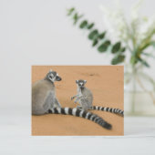 Ringstaartmaki's, (Lemur catta), Berenty Briefkaart (Staand voorkant)
