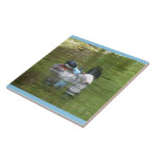 Ringtaling Eend Aangepaste Randkleur Keramiek Tege Tegeltje (Zijkant)