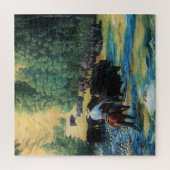 Ringvee bestuurt Angus en paard op de rivier Legpuzzel (Verticaal)