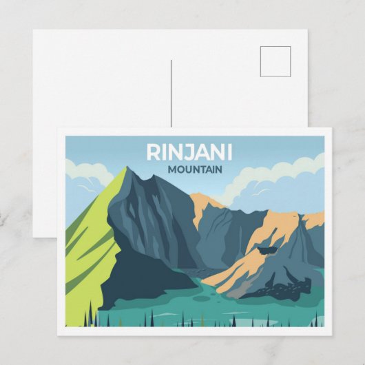 Rinjani Indonesia travel place illustration Briefkaart (Voorkant / Achterkant)