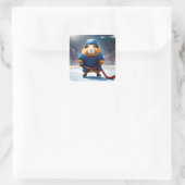 Rink Rookie: het ijshockey cavia Vierkante Sticker (Tas)