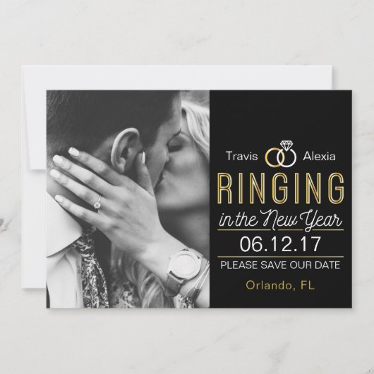 Rinkelen in het nieuwe jaar Bewaar de datum Save The Date (Voorkant)