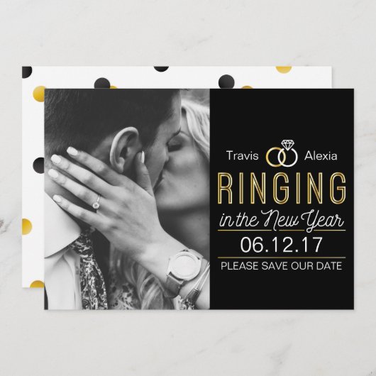 Rinkelen in het nieuwe jaar Bewaar de datum Save The Date (Voorkant / Achterkant)