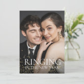 Rinkelen in het nieuwe jaar Bewaar de datumfoto Kaart (Staand voorkant)