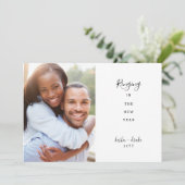 Rinkelen in het nieuwe jaar bruiloft save the date (Staand voorkant)