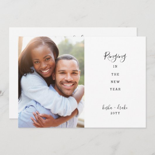 Rinkelen in het nieuwe jaar bruiloft save the date (Voorkant / Achterkant)
