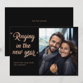 "Rinkelen in het nieuwe jaar!" Verloving Foto Feestdagenkaart (Voorkant / Achterkant)