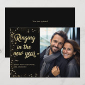 "Rinkelen in het nieuwe jaar!" Verloving Foto Feestdagenkaart (Voorkant / Achterkant)