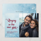 "Rinkelen in het nieuwe jaar!" Verloving Foto Feestdagenkaart (Voorkant / Achterkant)
