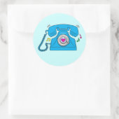 Rinkelen Retro Telefoon met een Hart Ronde Sticker (Tas)