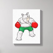 Rino bij Boxing met boxinghandschoenen Canvas Afdruk (Voorkant)