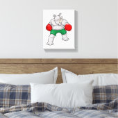 Rino bij Boxing met boxinghandschoenen Canvas Afdruk (Insitu (Slaapkamer))