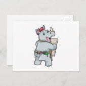 Rino bij het schilderen met kleuren briefkaart (Voorkant / Achterkant)