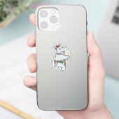 Rino bij het schilderen met kleuren sticker (Telefoon)