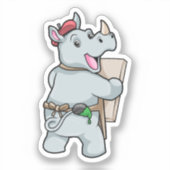 Rino bij het schilderen met kleuren sticker (Voorkant)