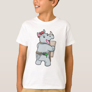 Rino bij het schilderen met kleuren t-shirt