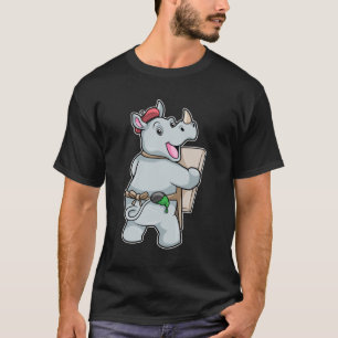 Rino bij het schilderen met kleuren t-shirt