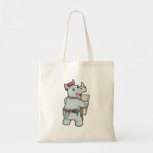 Rino bij het schilderen met kleuren tote bag (Voorkant)
