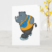 Rino bij ijsschaatsen met smeertas kaart (Gele Bloem)