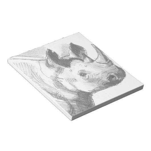 Rino Rhinoceros Pencil Tekening schets Notitieblok (Schuin)
