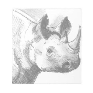Rino Rhinoceros Pencil Tekening schets Notitieblok