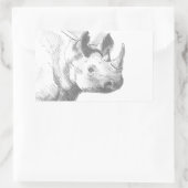 Rino Rhinoceros Pencil Tekening schets Rechthoekige Sticker (Tas)