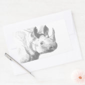 Rino Rhinoceros Pencil Tekening schets Rechthoekige Sticker (Envelop)