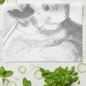 Rino Rhinoceros Pencil Tekening Theedoek (Gevouwen)