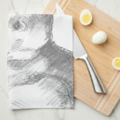 Rino Rhinoceros Pencil Tekening Theedoek (Quarter Fold)