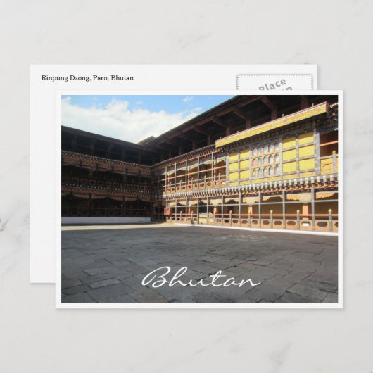 rinpung dzong courtyard briefkaart (Voorkant / Achterkant)