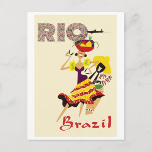 Rio, Brazilië, Braziliaanse danseres met drummer Briefkaart