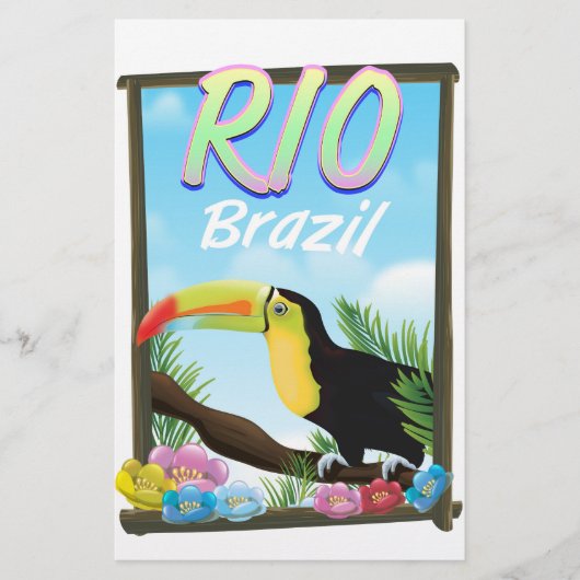 Rio Brazilië Toucan-reisposter Briefpapier (Voorkant)