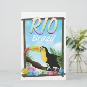Rio Brazilië Toucan-reisposter Briefpapier (Staand voorkant)