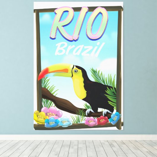 Rio Brazilië Toucan-reisposter Canvas Afdruk (Insitu (Houten vloer))