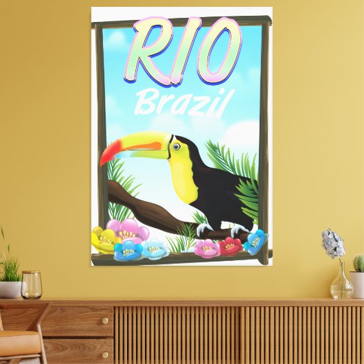Rio Brazilië Toucan-reisposter Canvas Afdruk (Insitu (Woonkamer))