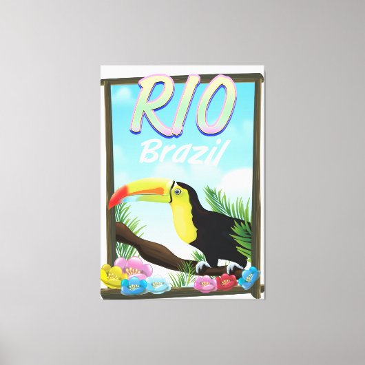 Rio Brazilië Toucan-reisposter Canvas Afdruk (Voorkant)