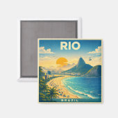 Rio Brazilië Vintage Reisposter Magneet (Voorkant / Achterkant)