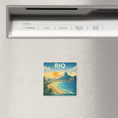 Rio Brazilië Vintage Reisposter Magneet (Insitu (Vaatwasser))
