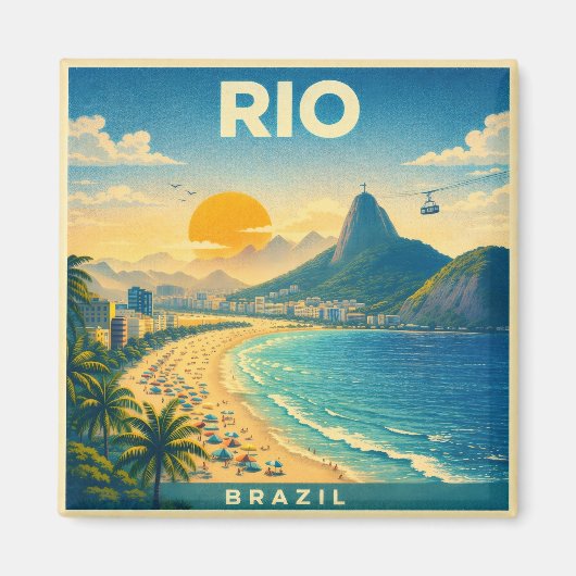 Rio Brazilië Vintage Reisposter Magneet (Voorkant)