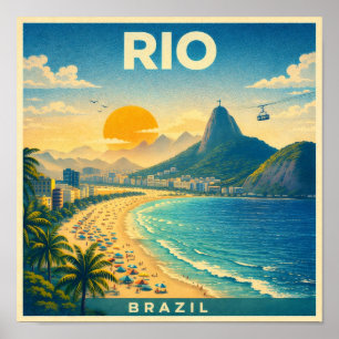 Rio Brazilië vintage reisposter Poster