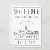 Rio Brazilië Wedding Stylized Skyline Save the Dat Kaart (Voorkant)