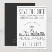 Rio Brazilië Wedding Stylized Skyline Save the Dat Kaart (Voorkant / Achterkant)