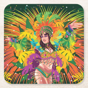 Rio Carnival Dancer Kartonnen Onderzetters