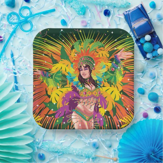 Rio Carnival Dancer Papieren Bordje (Feest)