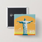 Rio - Corcovado - Jezus Christus de Redeemer Vierkante Button 5,1 Cm (Voorkant /achterkant)