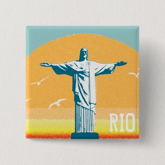 Rio - Corcovado - Jezus Christus de Redeemer Vierkante Button 5,1 Cm (Voorkant)