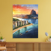 Rio De Janeiro aquarel kunst Canvas Afdruk (Insitu (Woonkamer))