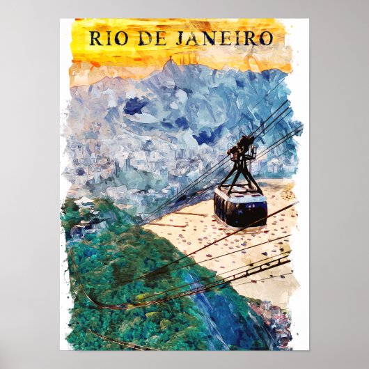 Rio de Janeiro Brasil Watercolor Art Poster (Voorkant)