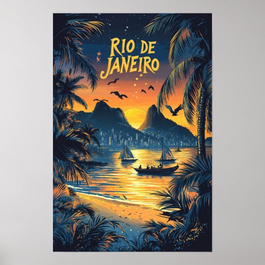 Rio de Janeiro Brazil Art Vintage Travel Poster (Voorkant)